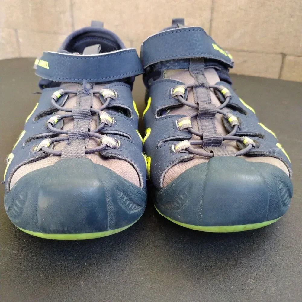 Merrell Hydro Hikers Blue Sandals Shoes Hook & Loop Boys Kids Size 4 Close Toe